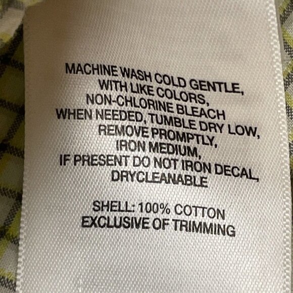 Columbia Short Sleeve Button Up Shirt Men’s 2XL Cotton Check Yellow/Green Pocket - Picture 6 of 9